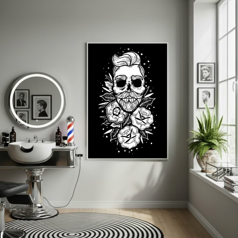 Quadro Decorativo Caveira De Barba - 70x50cm