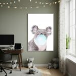 Quadro Decorativo Coala Chiclete Azul - 70x50cm