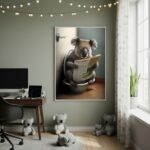Quadro Decorativo Coala Lendo Jornal - 70x50cm