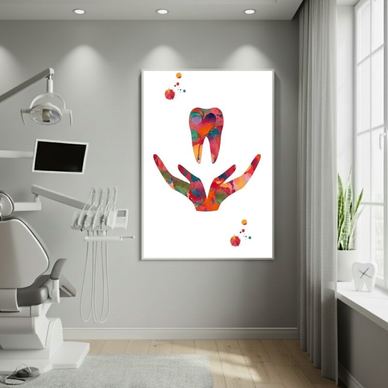 Quadro Decorativo Cuidando Dos Dentes - 70x50cm