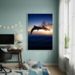 Quadro Decorativo Golfinhos Juntos - 70x50cm