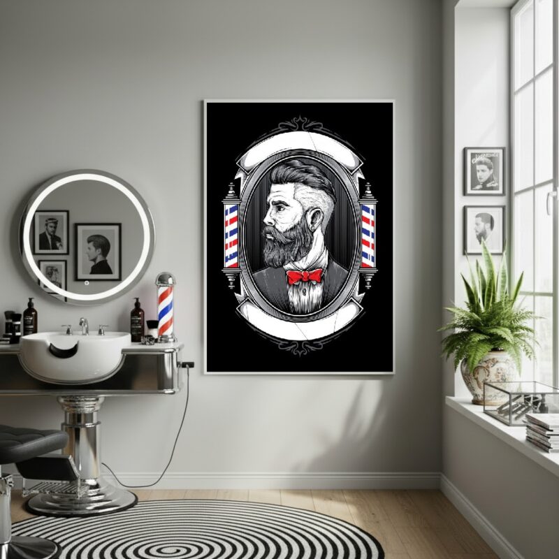 Quadro Decorativo Homem De Barbearia - 70x50cm