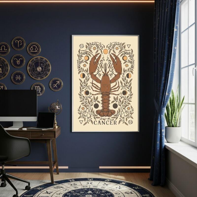 Quadro Decorativo Ilustração De Câncer - 70x50cm