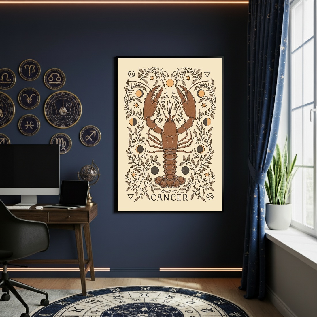 Quadro Decorativo Ilustração De Câncer - 70x50cm
