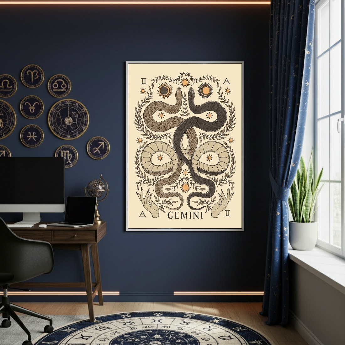 Quadro Decorativo Ilustração De Gêmeos - 70x50cm