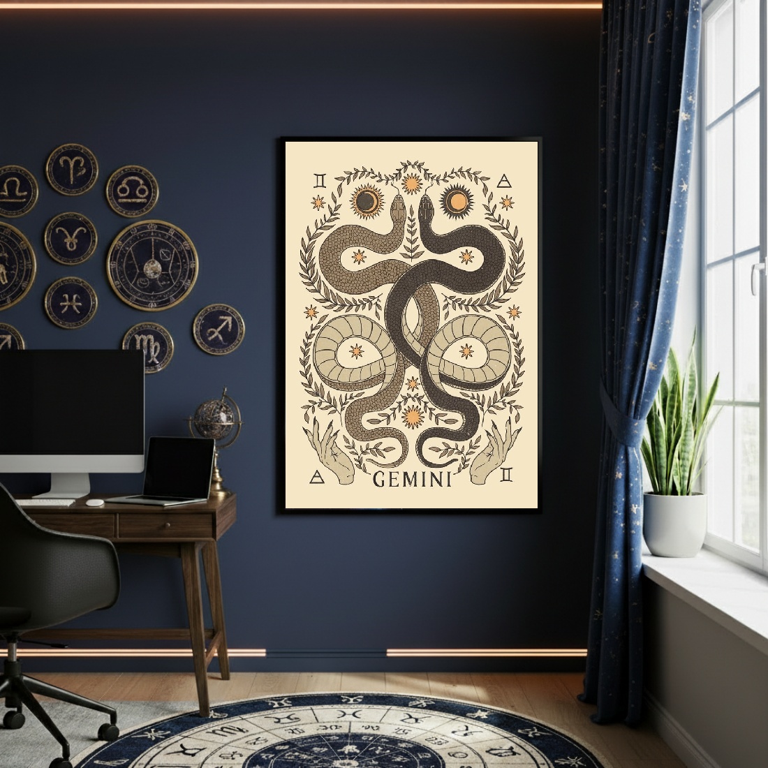 Quadro Decorativo Ilustração De Gêmeos - 70x50cm