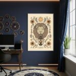 Quadro Decorativo Ilustração De Leão - 70x50cm
