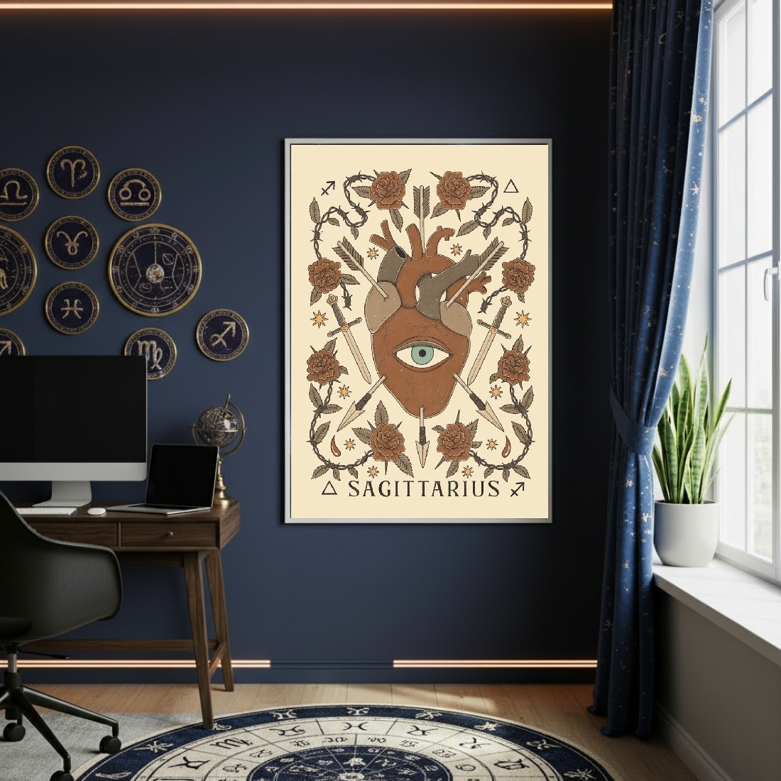 Quadro Decorativo Ilustração De Sagitário - 70x50cm