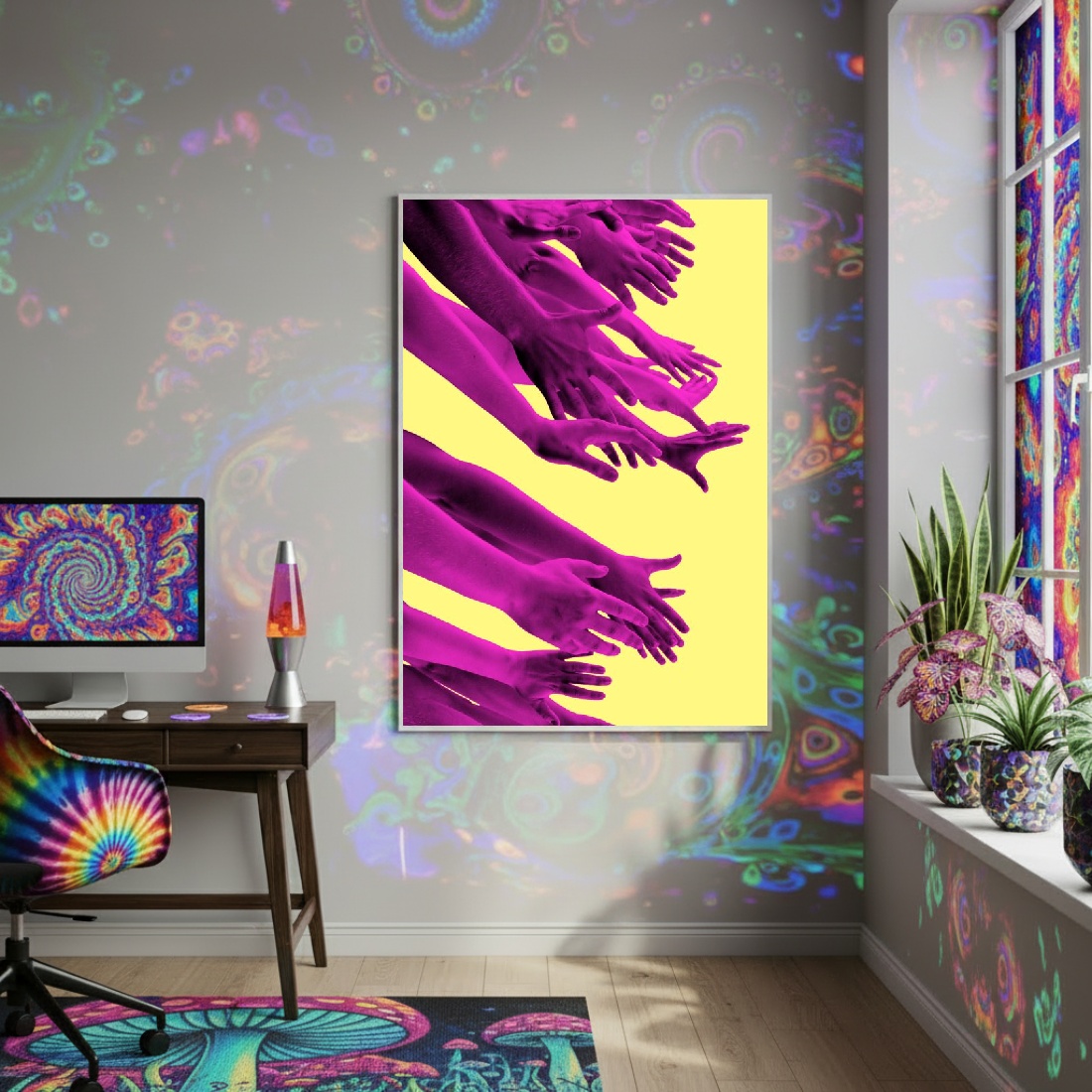 Quadro Decorativo Mãos Esticadas - 70x50cm