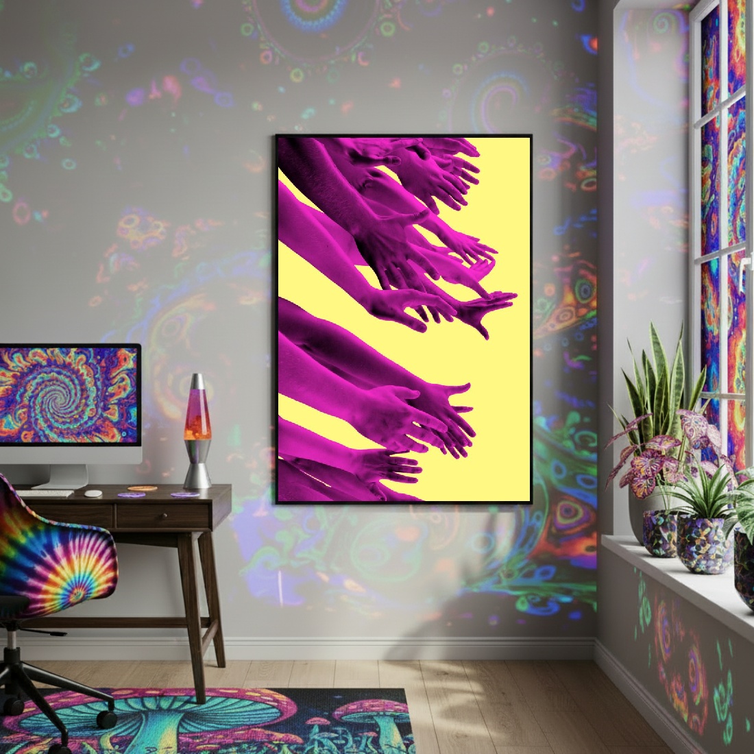 Quadro Decorativo Mãos Esticadas - 70x50cm