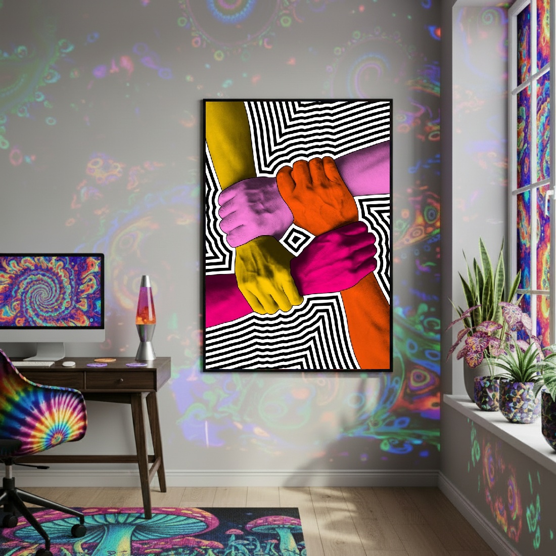 Quadro Decorativo Mãos Unidas - 70x50cm