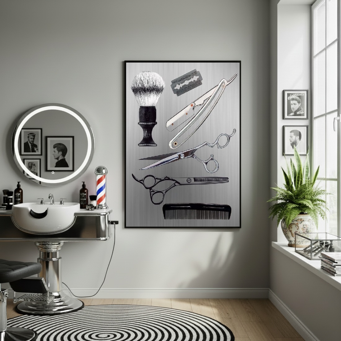 Quadro Decorativo Material De Barbearia - 70x50cm