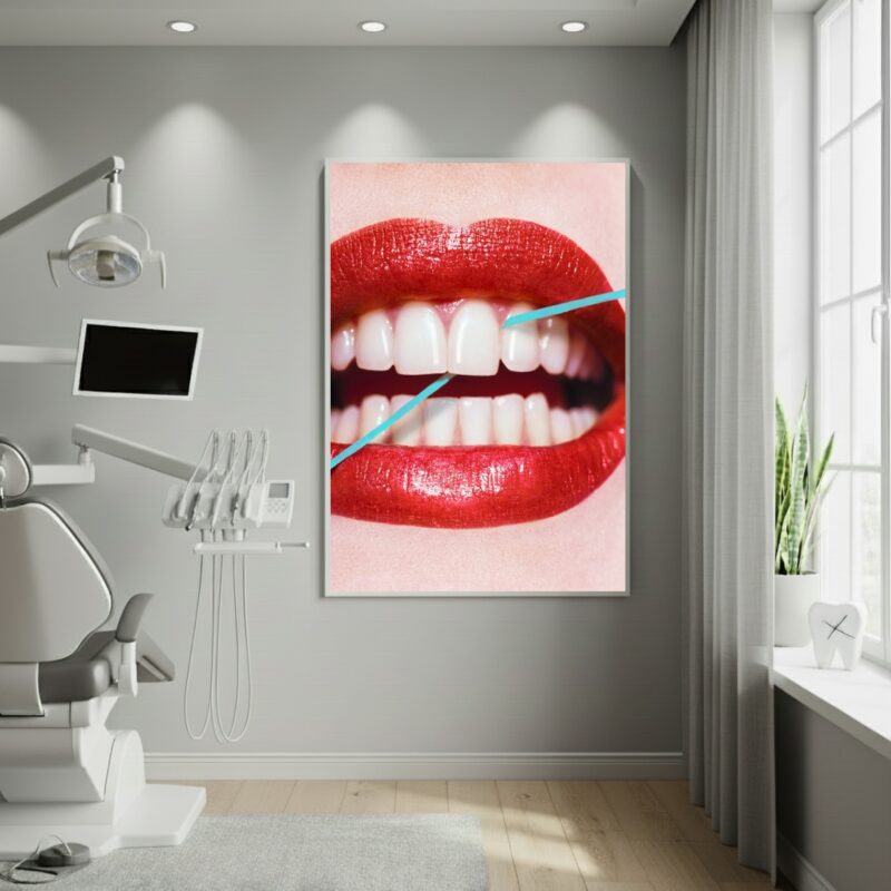 Quadro Decorativo Passando Fio Dental - 70x50cm