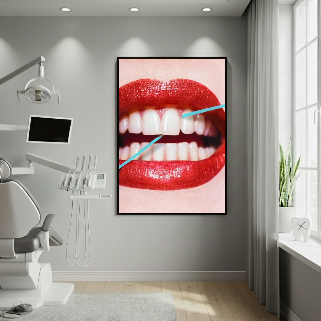 Quadro Decorativo Passando Fio Dental - 70x50cm