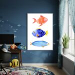 Quadro Decorativo Peixes Coloridos - 70x50cm