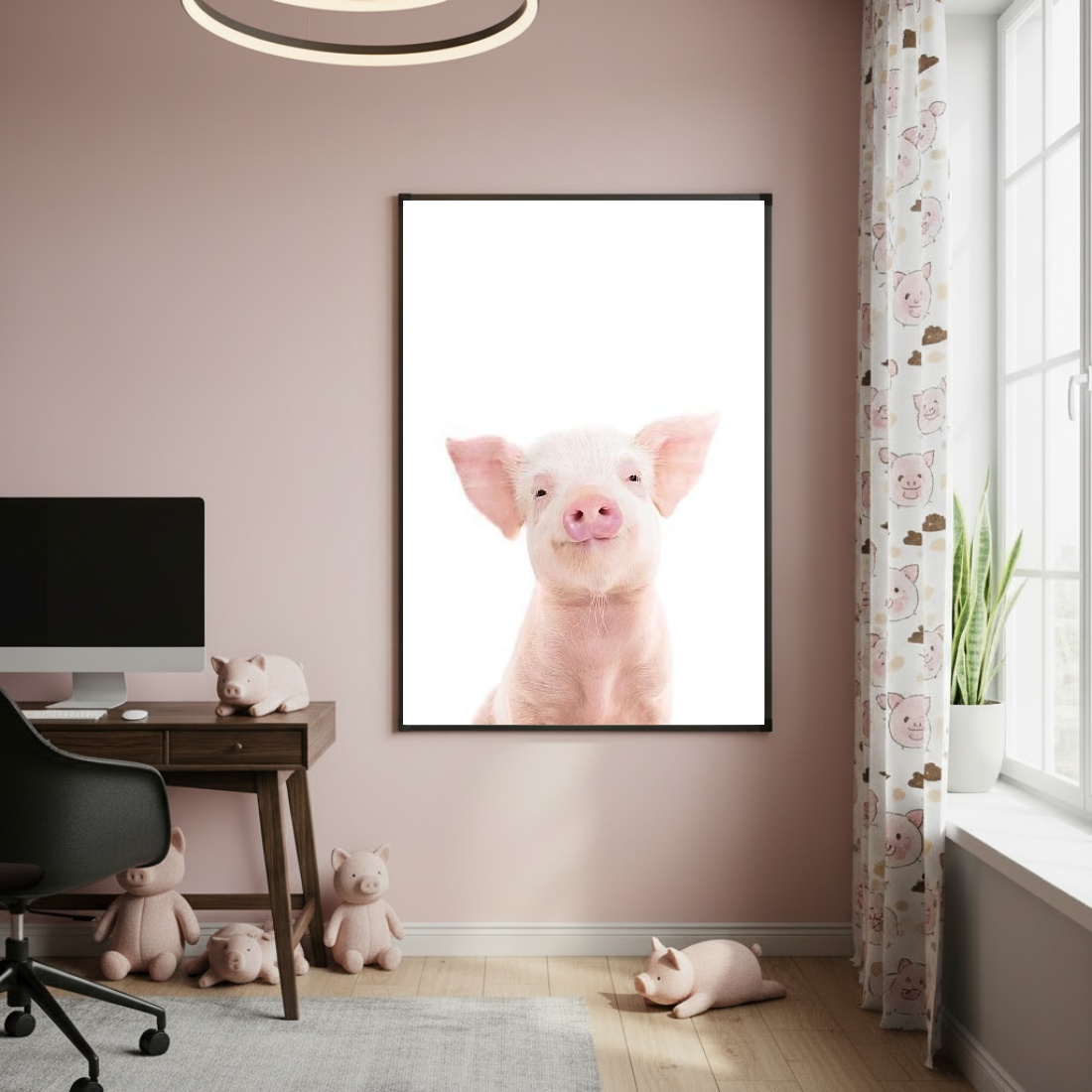 Quadro Decorativo Porco Bebê - 70x50cm