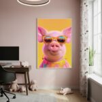 Quadro Decorativo Porco Descolado - 70x50cm