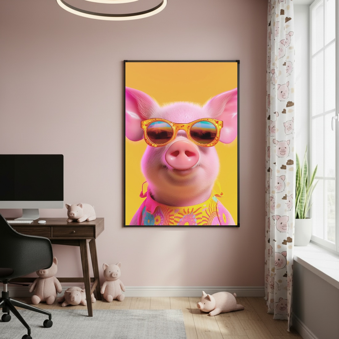 Quadro Decorativo Porco Descolado - 70x50cm