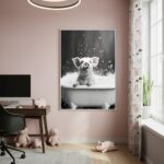 Quadro Decorativo Porco Na Banheira - 70x50cm