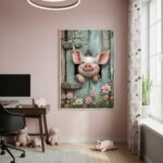 Quadro Decorativo Porco Piscando - 70x50cm