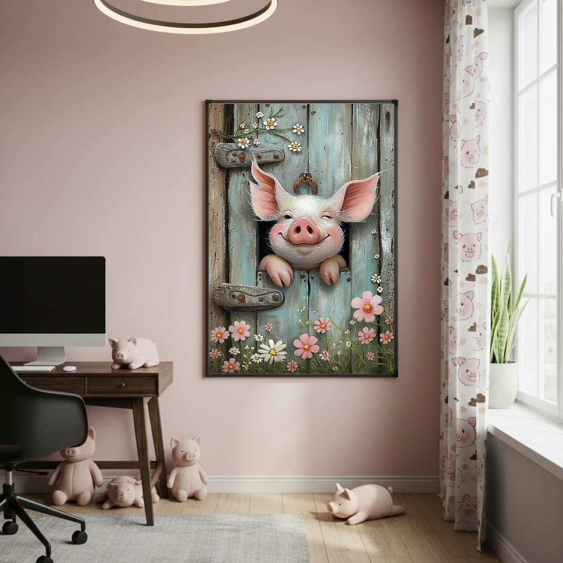 Quadro Decorativo Porco Piscando - 70x50cm