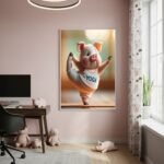 Quadro Decorativo Porco Yoga - 70x50cm