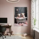 Quadro Decorativo Porcos No Banho - 70x50cm