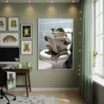 Quadro Decorativo Sapo Lendo Jornal - 70x50cm