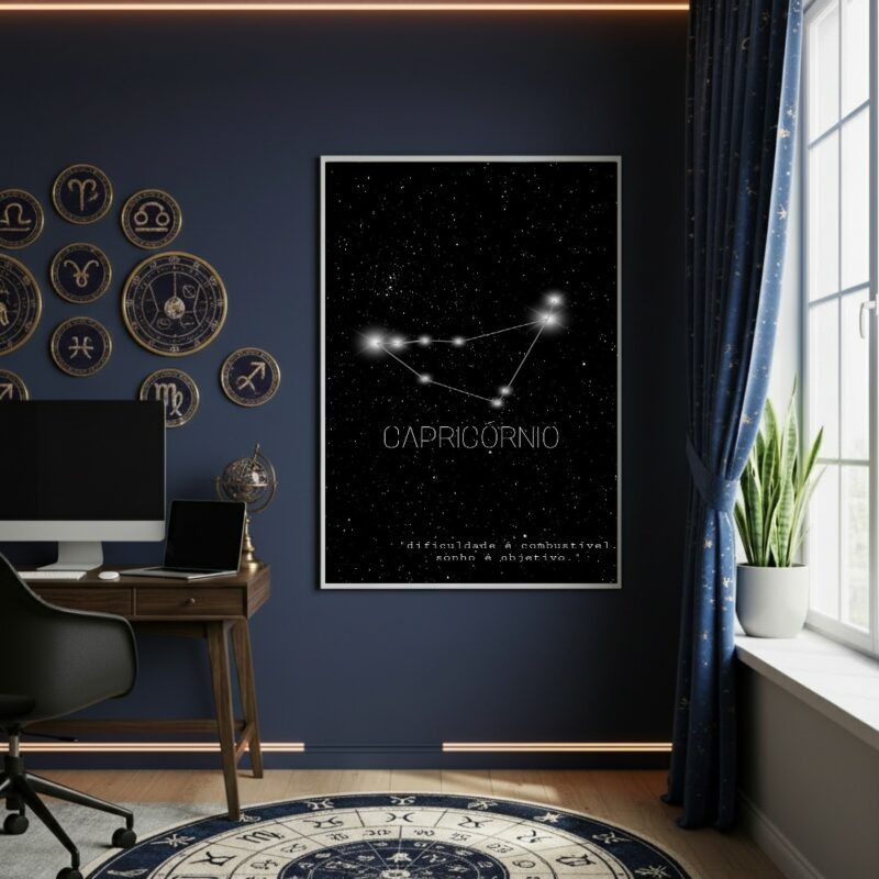Quadro Decorativo Signo De Capricórnio - 70x50cm