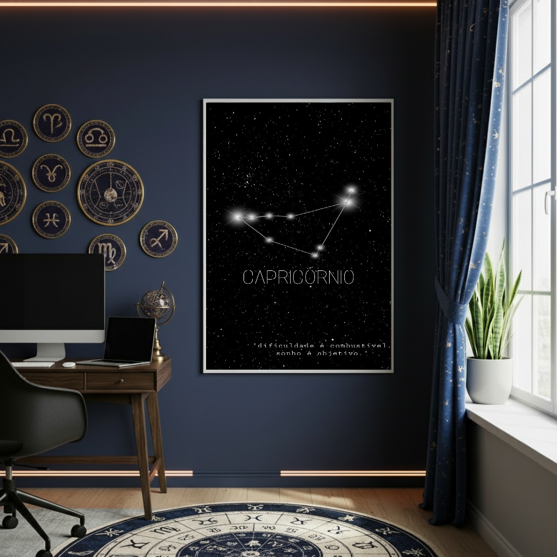 Quadro Decorativo Signo De Capricórnio - 70x50cm