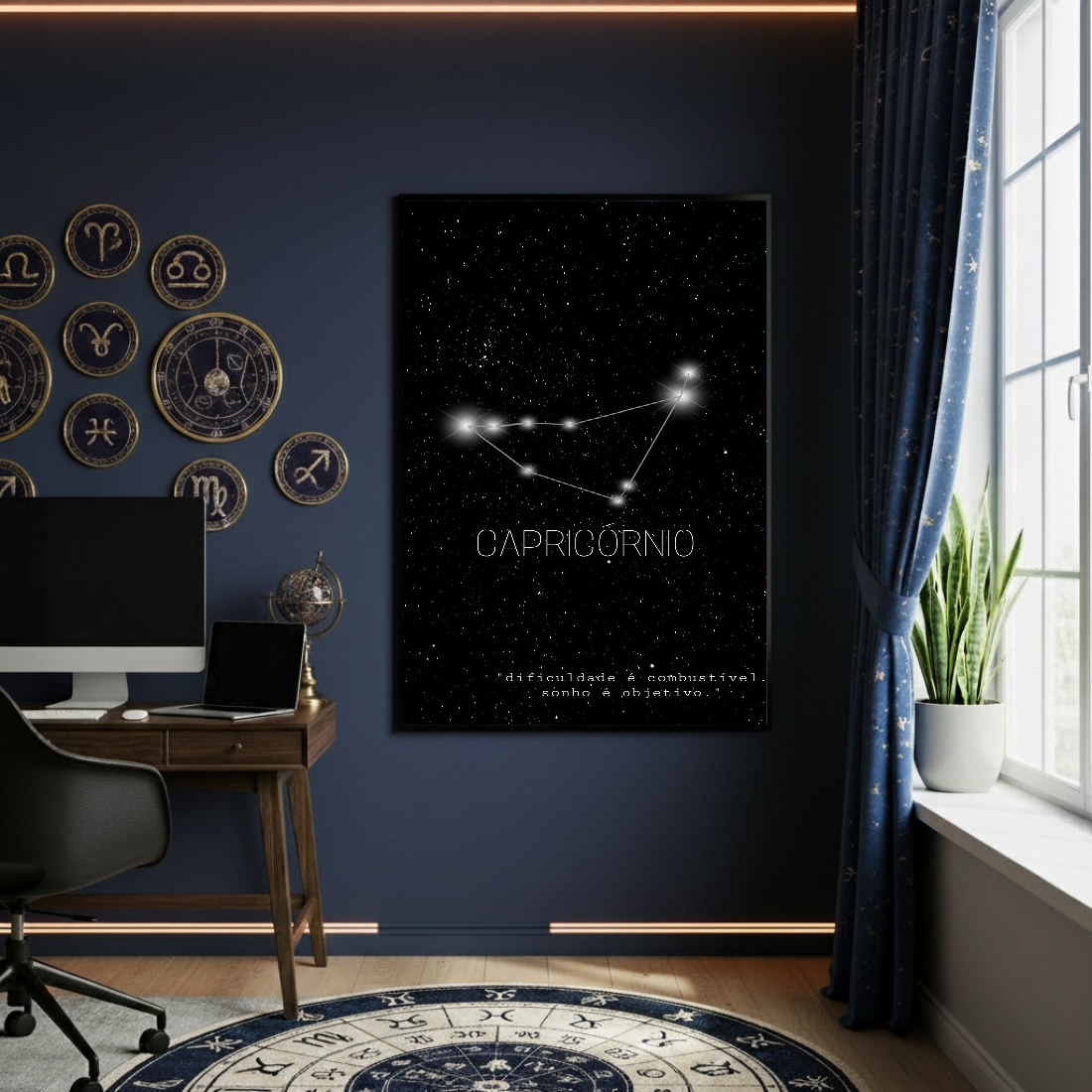 Quadro Decorativo Signo De Capricórnio - 70x50cm