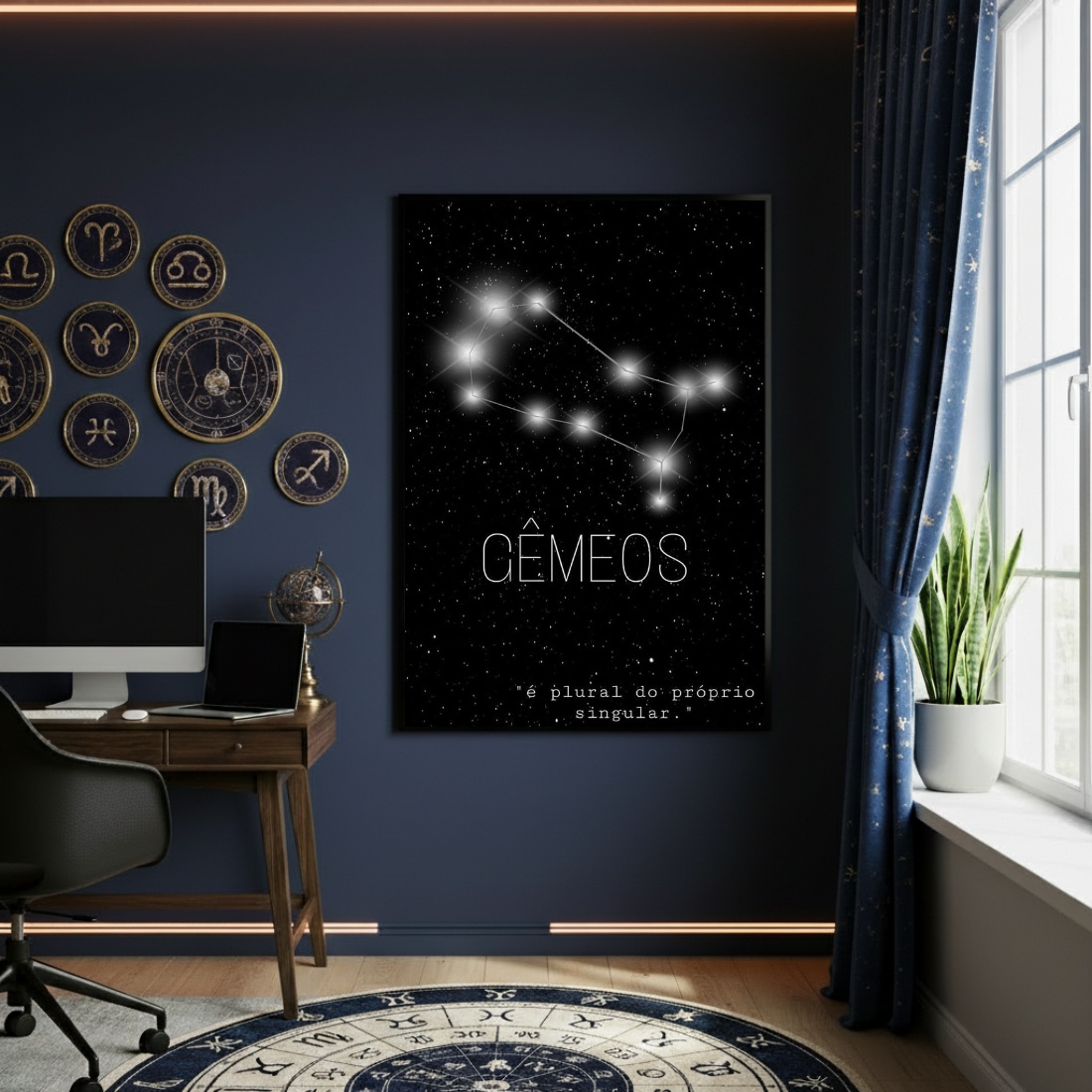 Quadro Decorativo Signo De Gêmeos - 70x50cm