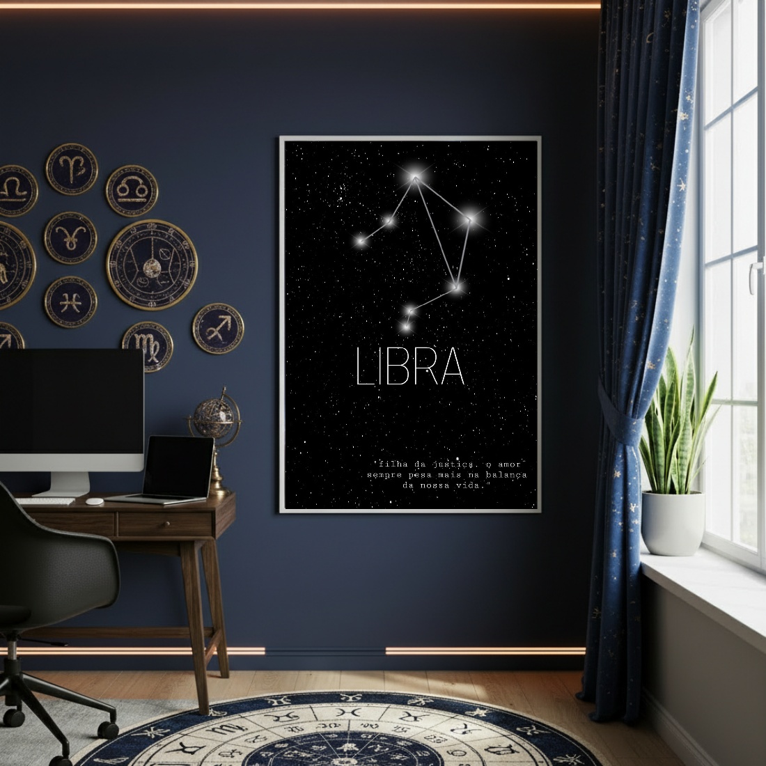 Quadro Decorativo Signo De Libra - 70x50cm
