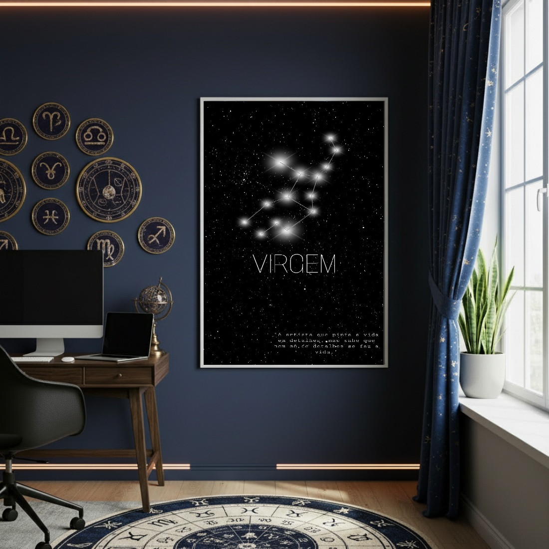 Quadro Decorativo Signo De Virgem - 70x50cm