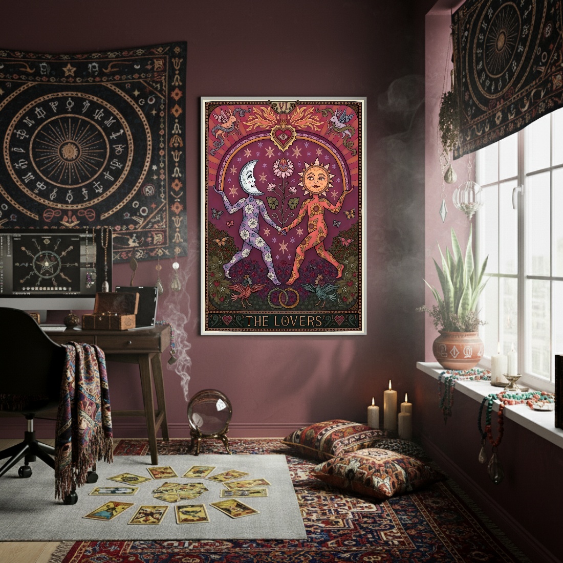 Quadro Decorativo Sol E Lua Amantes - 70x50cm