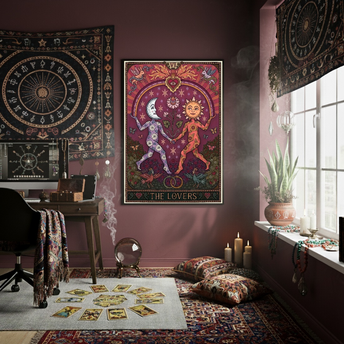 Quadro Decorativo Sol E Lua Amantes - 70x50cm