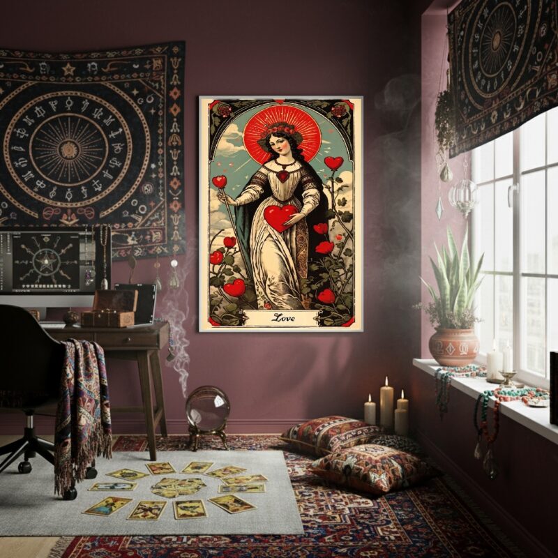Quadro Decorativo Tarot Mulher Amor - 70x50cm