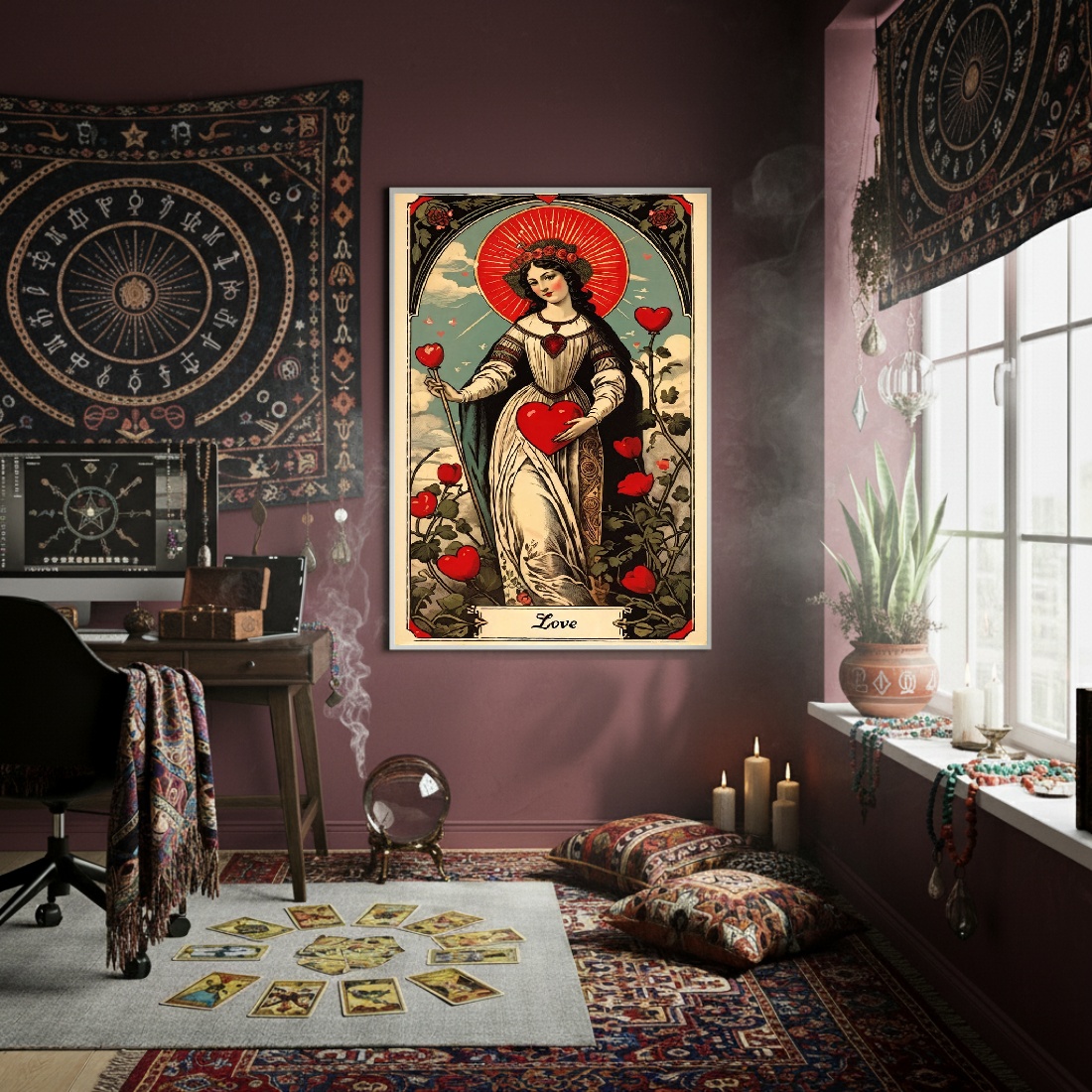 Quadro Decorativo Tarot Mulher Amor - 70x50cm