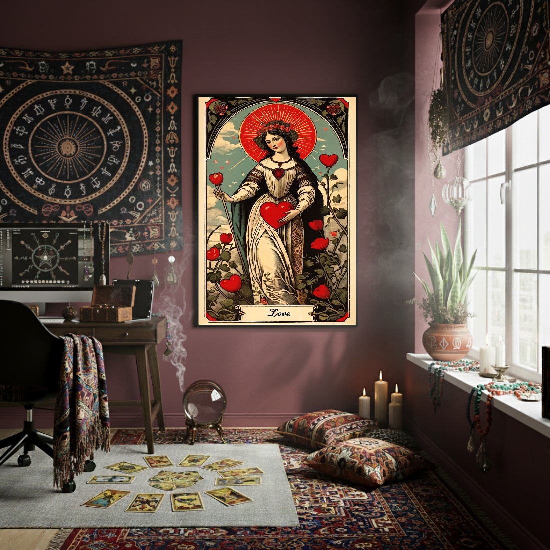 Quadro Decorativo Tarot Mulher Amor - 70x50cm