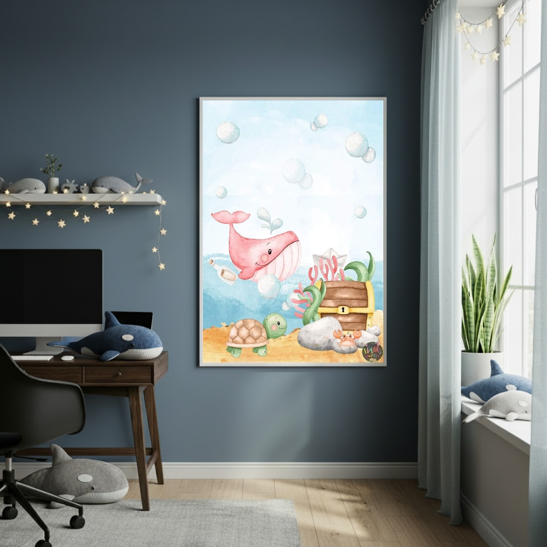 Quadro Decorativo Tesouro Da Baleia - 70x50cm