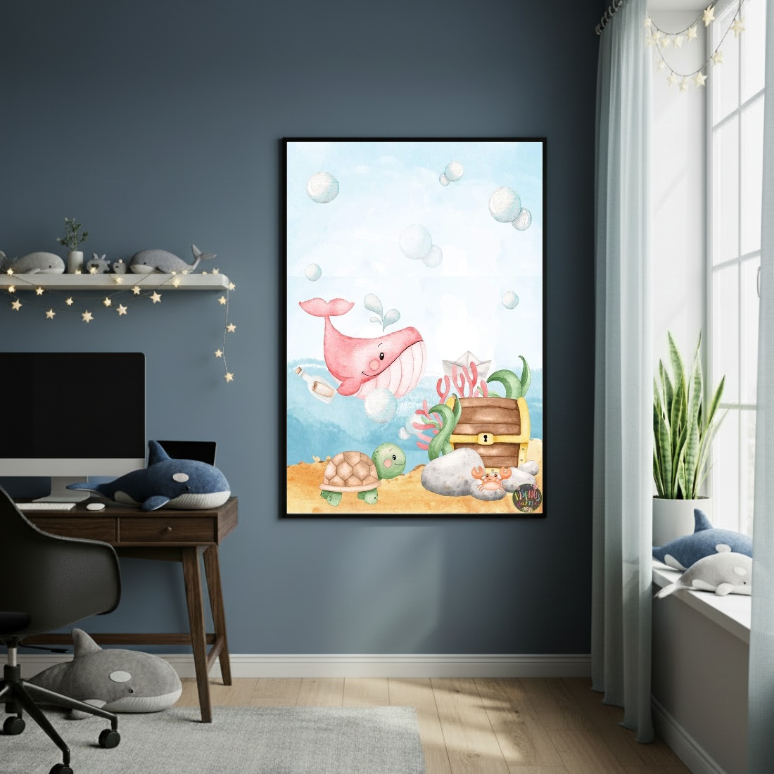Quadro Decorativo Tesouro Da Baleia - 70x50cm