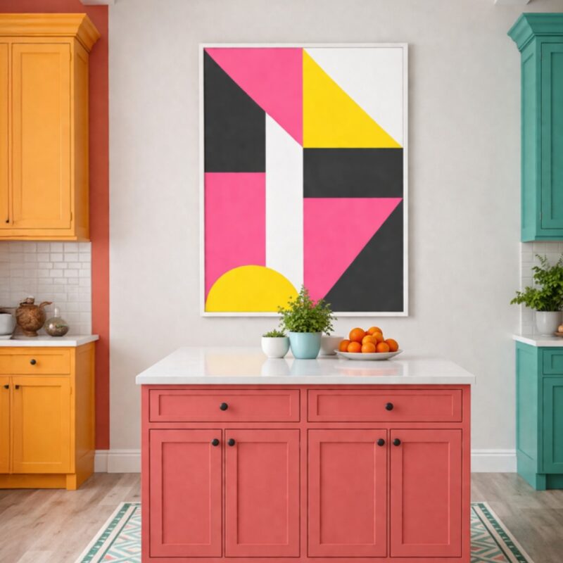 Quadro Canvas Abstrato Geométrico Color Rosa