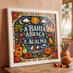 Quadro A Bahia Abraça e Acalma -33x33 Cm