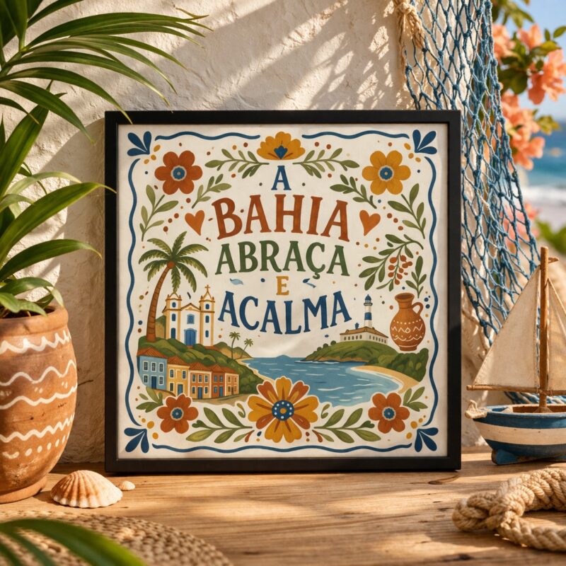 Quadro A Bahia Acalma - 33x33 Cm