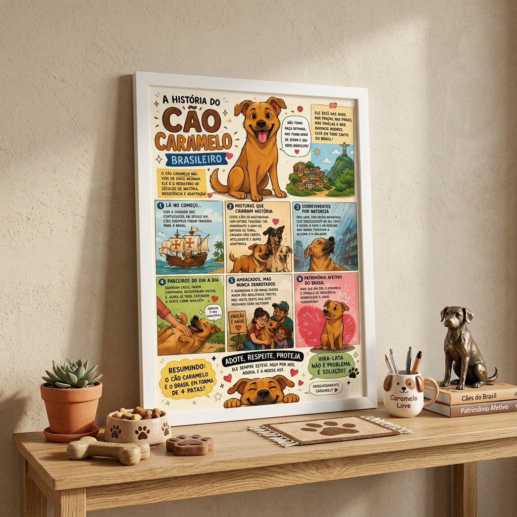 Quadro A História do Cão Caramelo Brasileiro