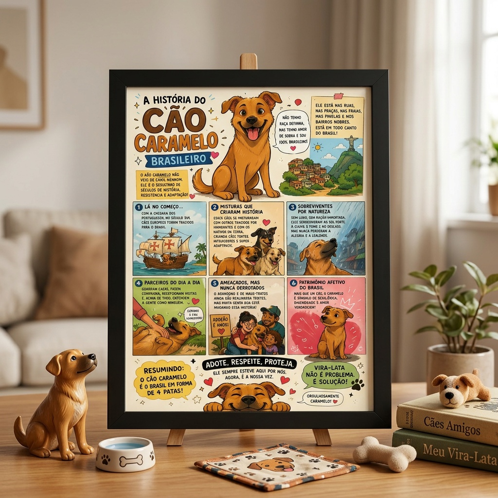 Quadro A História do Cão Caramelo Brasileiro