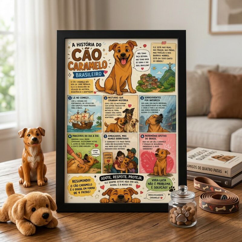 Quadro A História do Cão Caramelo Brasileiro