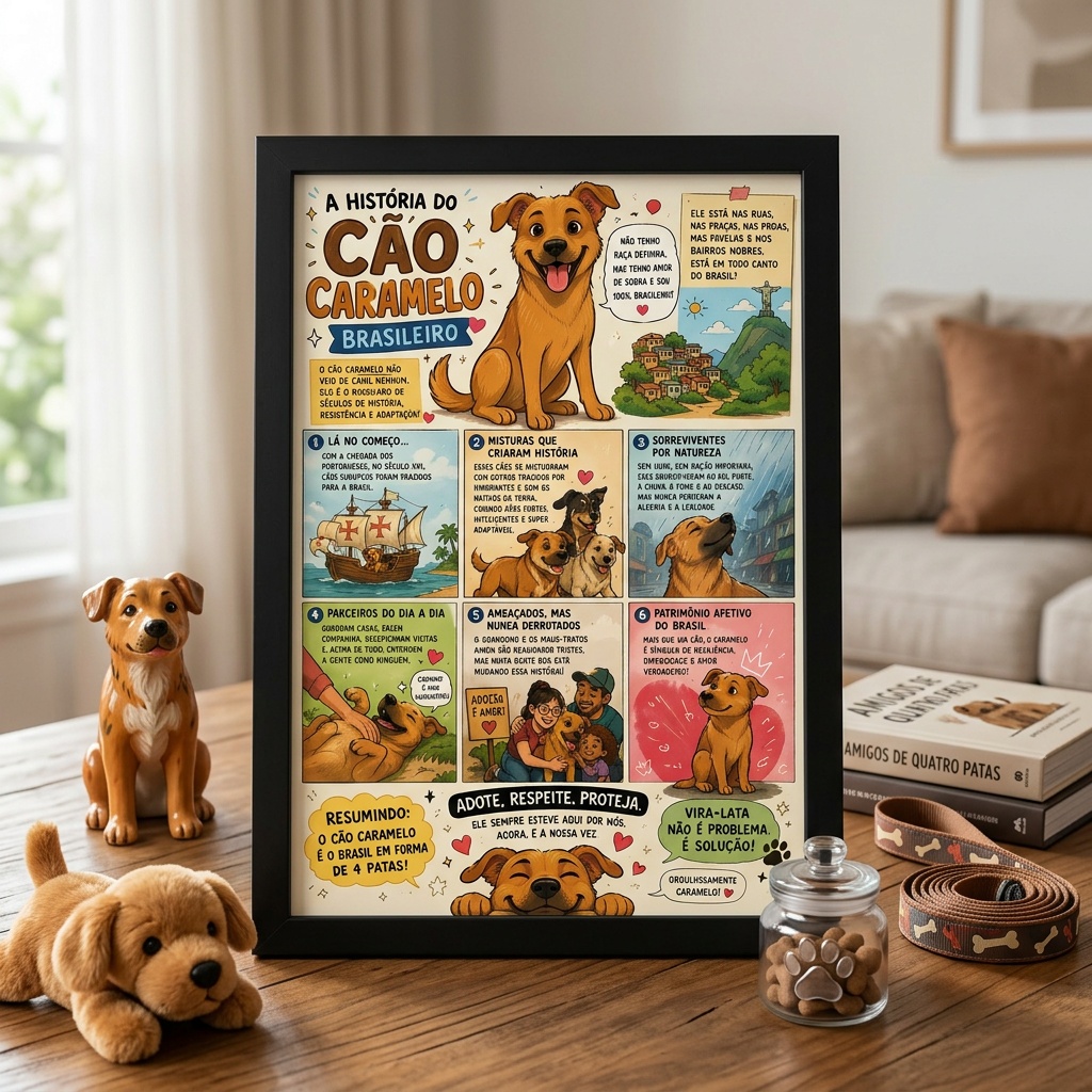 Quadro A História do Cão Caramelo Brasileiro