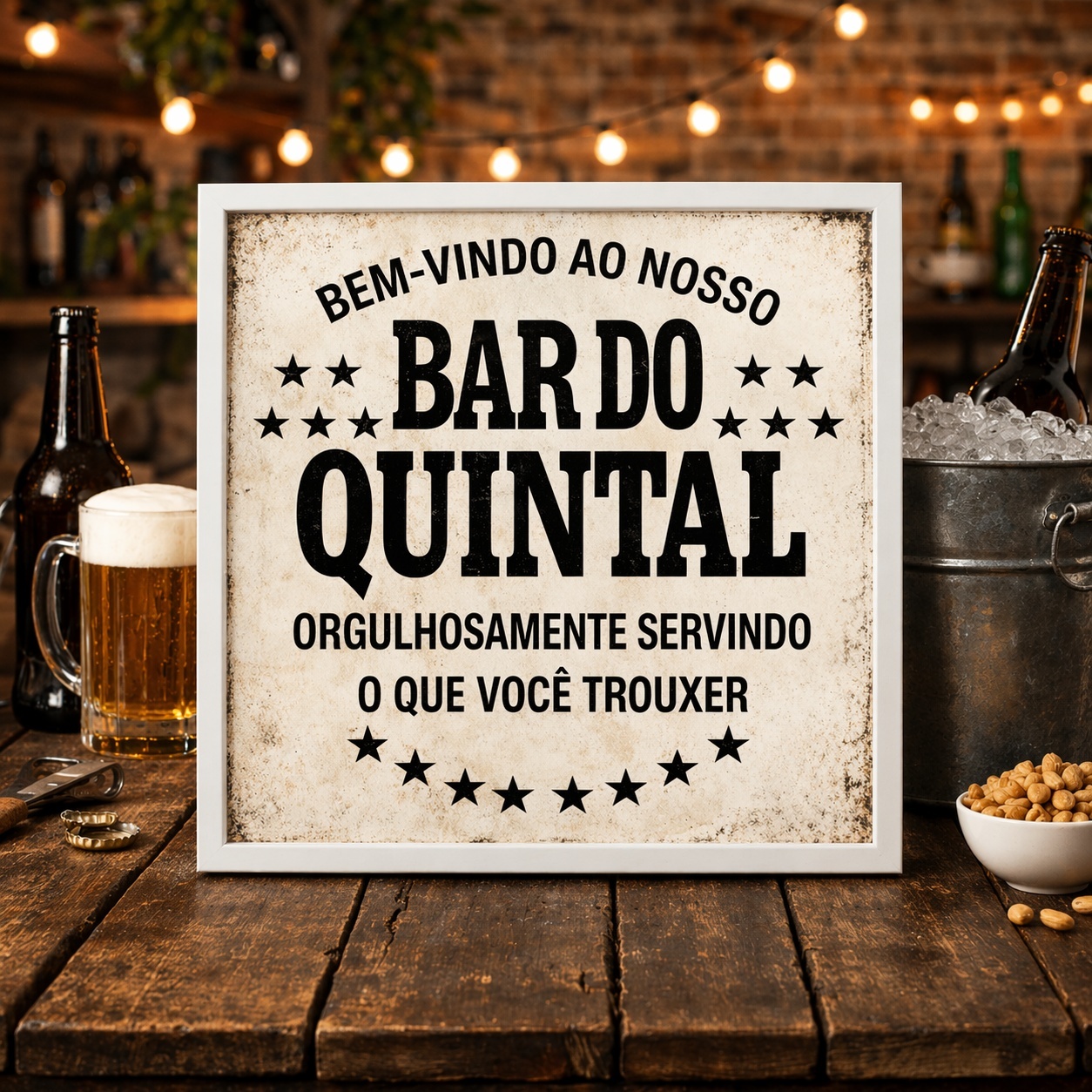 Quadro Bar Do Quintal - 33x33 Cm
