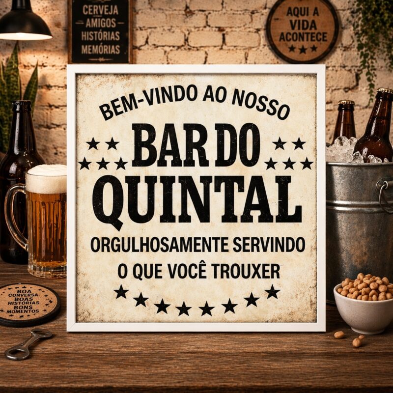Quadro Bar Do Quintal - 33x33 Cm